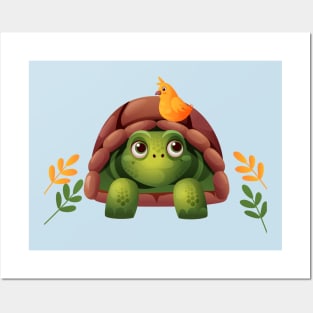 Turtle Bird Illustration Posters and Art